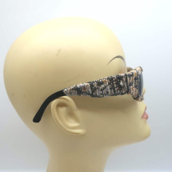Chanel Metallic Tweed Rectangular Sunglasses Black/Multi - Picture 5 of 6